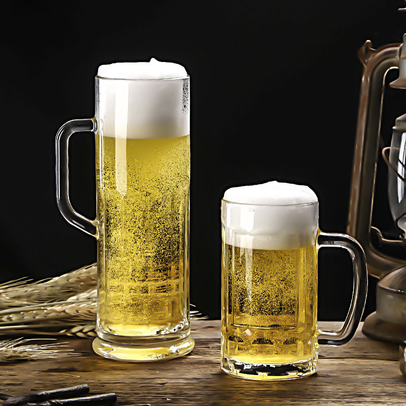 Tazas de cerveza de vidrio de diseño delgado de 600 ml con impresión de logotipo personalizado