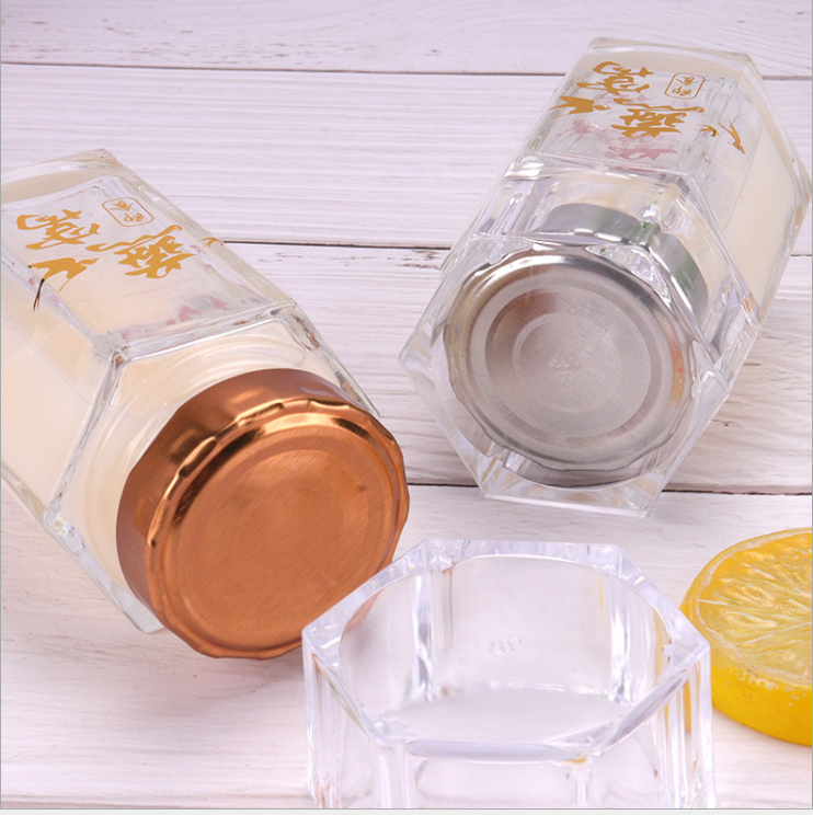 KDG Glassware Halágono Honexágono Jar Bird Nest Jar Jar Jar Frascos