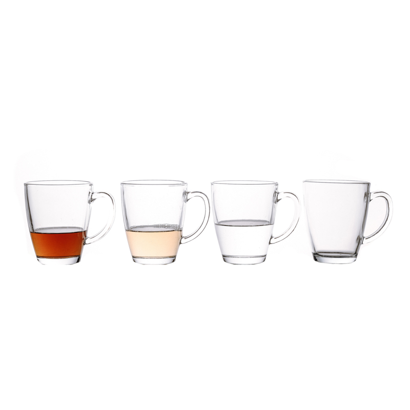 Tazas de leche de café de taza transparente de vidrio de diseño nórdico de 320 ml con asa