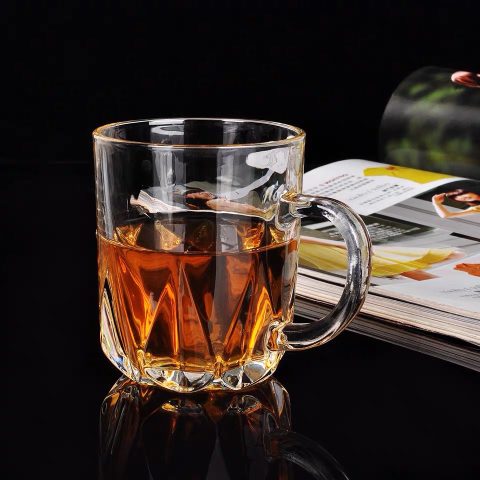 Venta caliente 8 oz Tazas de té de café de vidrio transparente a prueba de calor con mango